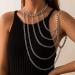JWICOS Gold Miami Cuban Link Body Chain Shiny Luxury Chunky Multi-Layer Tassel Chain Boho Bohemia Body Accessories for Women and Girls SILVER