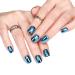 iMABC Press On Nails Blue Metallic Mirror Nails Squoval Medium Lenght False Nails Salon Manicure Fake Nail Art Tips Women Girls Reusable Acrylic Stick On Nails for Office Home Party