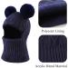 XIAOHAWANG Winter Warm Baby Hood Hat with Fleece Lining - Navy Blue Pompom | For Toddler Boys Girls 6-24 Months - Buy Online on GoSupps.com