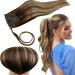 Runature extensions real hair braid brown balayage 35cm short real hair ponytail extension real hair balayage brown human hair real hair braid smooth extensions color #4/27/4 35 cm 1-braid #4/27/4