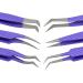 Abdul of Silakor 6-Piece Stainless Steel Eyelash Tweezers Set for Volume and Classic Lash Extensions - Purple - Buy Online on GoSupps.com