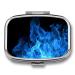 Blue Flame Pill Box Cute Square Pill Case Portable Medicine Tablet Vitamin Holder Organizer for Purse Pocket