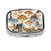 Japanese Painting Mushroom Printing 2 Compartment Small Pill Case Cute Small Pill Box Purse Pill Boxs Travel Pill Organizer for Pocket Purse and Travel Gifts