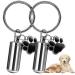 2Pcs Dog Urn Keychain for Ashes Stainless Steel Pet Ashes Keepsake Urns Keychain for Dogs Cats Personalized Mini Pet Ashes Keepsake Pet Dog Cat Cremation Memorial Urn Keychain