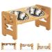 Vantic Elevated Dog Bowls - Adjustable Raised Dog Bowls for Large Dogs, Medium Dogs and Small Dogs, Durable Bamboo Dog Food Bowl Stand with 2 Stainless Steel Bowls and Non-Slip Feet for Small Dogs and Cats