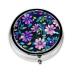 Purple Camelliaround Pill Box 3 Compartment Round Pill Box Organizer * Portable Travel Pill Box for Traveling.