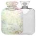 Naanle hot hot water bottle with cover vintage flower transparent hot water bottle heat bottle for back pain relief handfoot warmer neck heat and cold therapy 2l