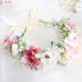 AWOCAN Women Flower Crown Headband Flower Headpiece Floral Crown Wedding Bridal Hair Garland Adjustable Flower Hair Wreath Crown for Women (WHITE+PINK-A) - Buy Online on GoSupps.com