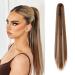 Cybelleza 22inch Ponytail Hair Extensions Ponytail Claw Jaw on Long Straight Pony Tails Clip in Hair Extensions Synthetic Hair pieces for Women (Golden Brown & Bleach Blonde) 22" Golden Brown&Bleach Blonde
