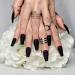 Hypnaughty 24 Pcs Noir Black Matte Coffin Press on Nails with Glue - Medium Long Solid Black Color False Nails - Buy Online on GoSupps.com