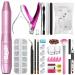 Subay Electric Nail Drill for Acrylic Gel Dip Nails Professional Manicure Pedicure Tools Kit with Case 500pcs Fake Nail Tips Nail Rhinestones Nail Tip Clipper Cuticle Trimmer for Home Salon Use Pink