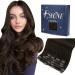 Fshine clip in extensions real hair 35cm darkest brown Straight hair 120 grams brazilian hair hair extension extension clip remy hair extensions real hair clip 7 pcs Christmas decorations #2 1.3 clip #2 35cm