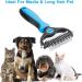 SuRbelle 2-Sided Deshedding & Dematting Rake Brush for Dogs/Cats - Professional Dematting Comb for Mats, Tangled & Thinning Hair Removal - No Scratch Design with Free Hair Remover - Buy Online on GoSupps.com