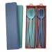 BLUE TOP Portable Cutlery Set Wheat grass Dinnerware Set Utensils Set Includes Knife Fork Spoon Chopsticks Pull-Out Design Non-Toxic BPA Free Cutlery for Travel Picnic Camping or Office Daily Use Green+Blue