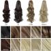 Yamel 16 Long Curly Wavy Ponytail Extension Dark Auburn Light Auburn Clip-in Synthetic Hairpiece - Buy Online on GoSupps.com