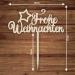Merry Christmas Star Cake Topper - Wooden Cake Decoration for Christmas Celebrations - Buy Online on GoSupps.com