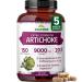 Zazzee Extra Strength Artichoke 20:1 Extract 9000 mg Strength 5% Caffeoylquinic Acid 150 Vegan Capsules 5 Month Supply Concentrated and Standardized 20X Extract Non-GMO and All-Natural