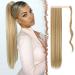 FESHFEN Straight Long Wrap Around Ponytail Extensions 28 Synthetic Hair Piece Clip in Ponytail Hair Extensions Hairpiece for Women Girls 28 Inch (Pack of 1) 16H613 Golden Blonde & Bleach Blonde-Wrap Around
