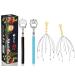 2-Pack Bear Claw Black Telescopic Back Scratcher Plus 2-Pack Head Massager Scalp Scratcher (Gold) Handheld Head Massage Tingler Suitable for Head Relaxation / Body Tickle