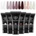 Modelones Poly Nail Gel Set  6 Colors Burgundy Red Brown Champagne Gold Poly Extension Gel Nail Enhancement Builder Nail Gel Snow White Nude Grey Elegant Lady Collection French Manicure DIY Home Salon Beauty Gift