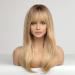 HAIRCUBE Long Blonde Straight Wigs for Women with Fringe and Dark Roots - Synthetic Layered Hair Wig - Buy Online on GoSupps.com
