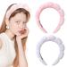 Qearl Spa Puffy Headband for Women 2 Pack - Sponge HeadBands for Skincare Face Washing Makeup Removal Shower Hair Accessories