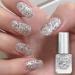 Glitter Silver Nail Polish Metallic Quick Dry Long Lasting Shimmer Sparkle Metal Effect Nail Varnish No UV Needed Nail Art Polish Gifts for Women Girls DIY Nail Art Manicure Home