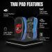 Flexzion Blue Curved Muay Thai Kick Pad for MMA, Karate, Taekwondo - Adjustable Forearm Strap - Buy Online on GoSupps.com