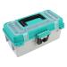 Sheffield 12671 13" Tackle Box, Teal & Gray Fishing Tackle Box, Fishing Box or Art Box to Store Craft Supplies, Plastic Tool Box With Handle