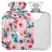 NAANLE hot water bottle with cover peon pear rose flowers transparent hot water bottle heat bottle for back pain relief handfoot warmer neck warmth and cold therapy 2l