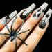 144 Pieces Halloween Glow in The Dark Press on Nails - Luminous Coffin Nails with Glue | Spider Web Design for Women & Girls - Perfect for Halloween Party Decor - Buy Online on GoSupps.com