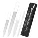Glamne Glass Nail File Set Glass Nail Buffer Shiner and Glass Cuticle Pusher Stick with Case for Natural Nails