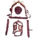 SHOWMEN CRAFT Cherry/Beige Synthetic Patent Nylon Horse Driving Harness with Designer Bridle (SHETLAND)