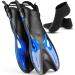 COZIA DESIGN Adjustable Swim Fins - Snorkel Fins for Lap Swimming, Travel Size Scuba Diving Flippers for Snorkel Set Adult, Neoprene Water Socks Included Large
