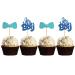 MonMon & Craft It's a Boy Cupcake Toppers - Baby Shower Cupcake Toppers - Boys 1st Birthday - Gender Reveal Party Cupcake Decorations - Blue Glitter 24 Pcs