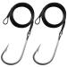 Surf Fishing Shark Rig Stainless Steel Cable Leader Wire Rig with Tuna Shark Hooks Saltwater Deep Sea Fishing Hooks Big Game Shark Leader Rig Tackle 10/0-2Packs