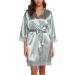 BESDEL Women's Satin Silk Bathrobe Oblique V-Neck Short Kimono Robe Bridesmaids Robe XL Grey