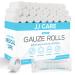 JJ CARE Gauze Rolls Pack of 24 Individually Wrapped Gauze Bandage Roll with Bonus Medical Tape 4 inches x 4.1 Yards Rolled Gauze Latex Free & Stretchable Gauze Rolls