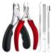 Makartt Toenail Clippers Professional Toe Nail Clippers for Thick Toenails 5 in 1 Super Sharp Nail Clippers Set Stainless Steel Ingrown Toenail Removal kit for Men Women Seniors Red black silver