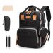 Coramy multifunctional mom backpack waterproof winding backpack with a large capacity with a diaper pad stroller belts and USB connection diaper bag for mom and dad LD46 Black