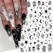 Black Skull Goth Nail Art Stickers - 3D Horror Butterfly Flame Moon Stars Rose Decals - Manicure Decoration Supplies - Buy Online on GoSupps.com