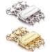 2 Pieces Upgraded Necklace Layering Clasps 14K Gold Plating and Silver Magnetic Layered Necklace Clasp Necklace Separator for Layering Clasps and Closures Multiple Necklace Detangler Triple Laryering (Gold+Silver)