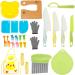 Abizarch 25Pcs Kids Cooking Set Safe Kids Kitchen Cutter Set Montessori Kitchen Tools with Cutters Potato Chipper Peeler Oversleeves Bear Sandwich Mould Chopping Bboard Gloves Apron Fruits Forks for C Picture money - Buy Online on GoSupps.com
