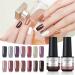 JOYISURE Gel Nail Polishes Glitter Gel Nail Polish Soak Off UV LED Gel Polish Kit Nail Art Set of Coral Pink Nude Grey Purple Peach Brown Colours 8ml each (#02) - Buy Online on GoSupps.com