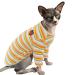 Pumyporeity sphynx hairless cat cotton clothing sweater nied breathable t-shirts pet clothing round collar vest kitten shirts soft skin-friendly clothing (yellow strip m) m b-yellow strip