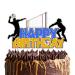 Volleyball Theme HAPPY BIRTHDAY Cake Topper Sport Theme Birthday Anniversary Party Cake Decoration Volleyball Player Sports Sign Cake Decor Blue yellow Print Silver Glitter Edge