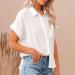 Drindf Women's Button Down Cotton Linen Shirt | V Neck | Short Sleeve | Loose Fit | Casual Work Blouse | White Medium - Buy Online on GoSupps.com