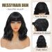 CAIXIU HAIR Short Black Bob Wig with Bangs - 14 Inch Natural Wavy Hair for Women - Perfect for Daily Wear, Parties, and Cosplay - Buy Online on GoSupps.com