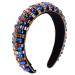 FRCOLOR Glitter Headband Baroque Headband Rhinestone Jeweled Wide Padded Hair Hoop Vintage Hairband Headpiece Hair Accessories for Women Women's Headbands Blue