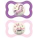 MAM Air Night Pacifiers (1 Sterilizing Pacifier Case), MAM Sensitive Skin Pacifier 6+ Months, Glow in the Dark Pacifier, Best Pacifier for Breastfed Babies, Baby Girl Pacifiers, 6-16 (Pack of 2)